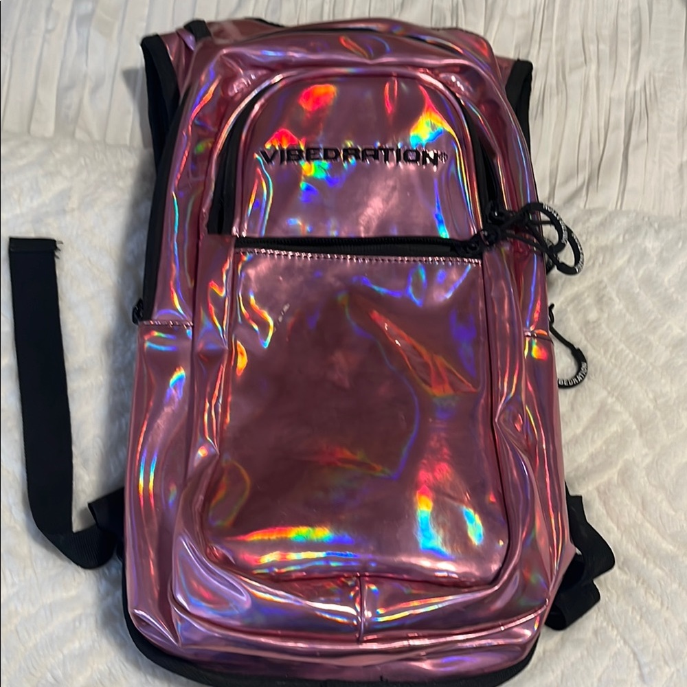 Vibedration Holographic Pink Backpack hydro pack for water.